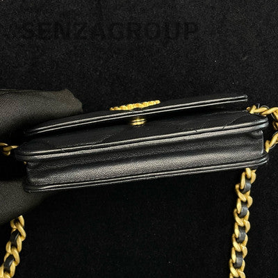 Chanel 19 Bag Black Gold Chain Phone Crossbody Bag Quilted Fashion