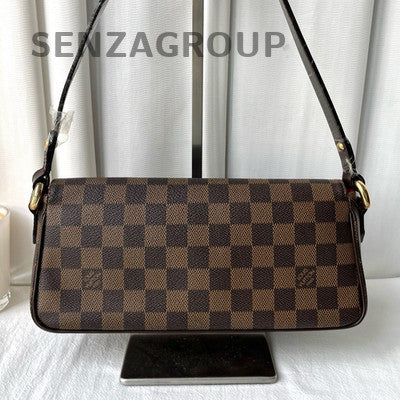 Louis Vuitton Damier Ebene Gold Buckle Shoulder Bag Classic Women