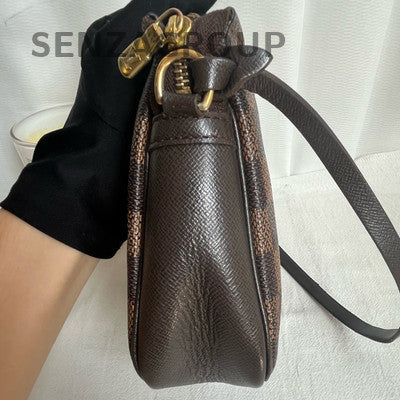 Louis Vuitton Damier Ebene Canvas Shoulder Handbag Classic Vintage