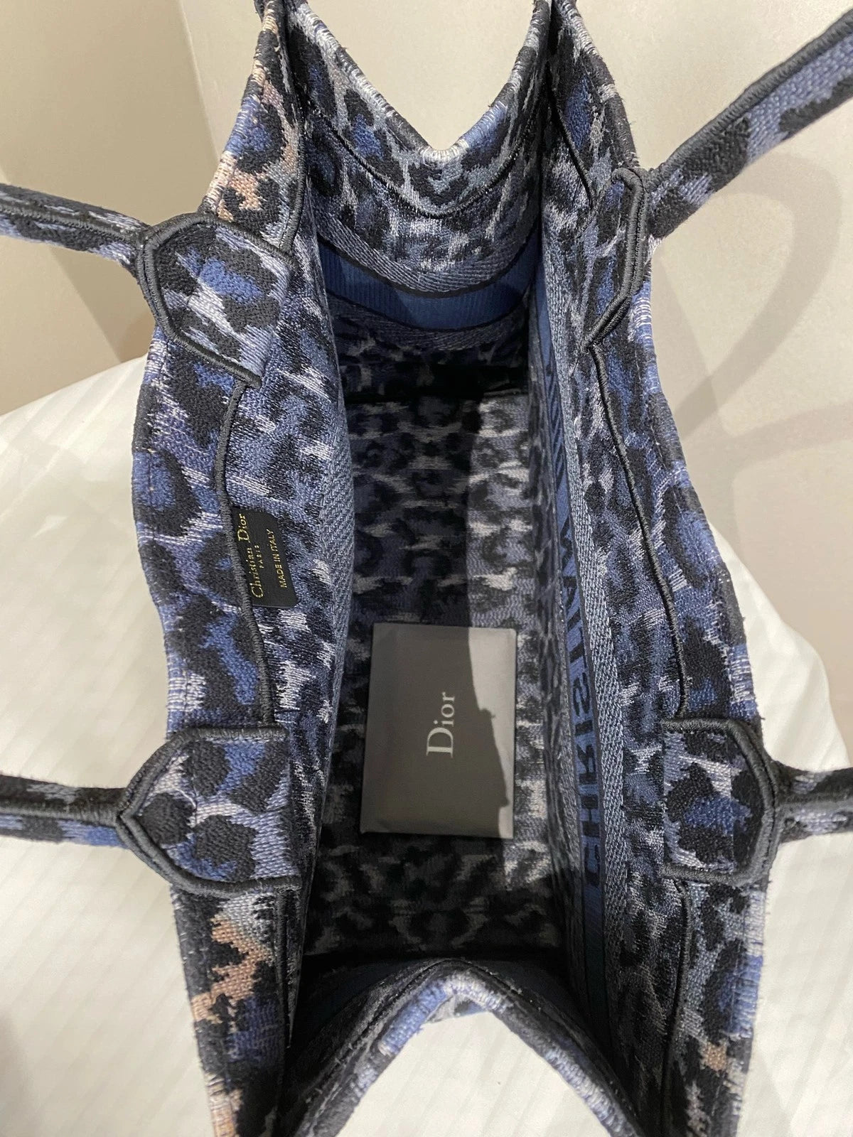 Authentic Dior Leopard Print Medium Book Tote Handbag For Women