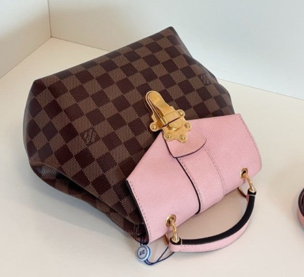 Louis Vuitton Clapton Damier Ebene Backpack Brown Pink Gold Women Classic