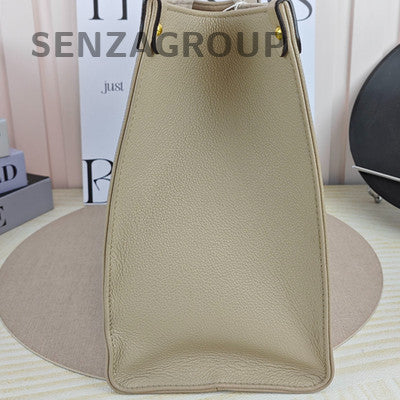 Louis Vuitton OnThego MM Grey Gold Leather Tote Bag Women's Classic Fashion
