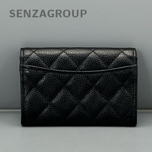 Chanel Classic Flap Diamond Wallet Clutch Black Gold Used Women
