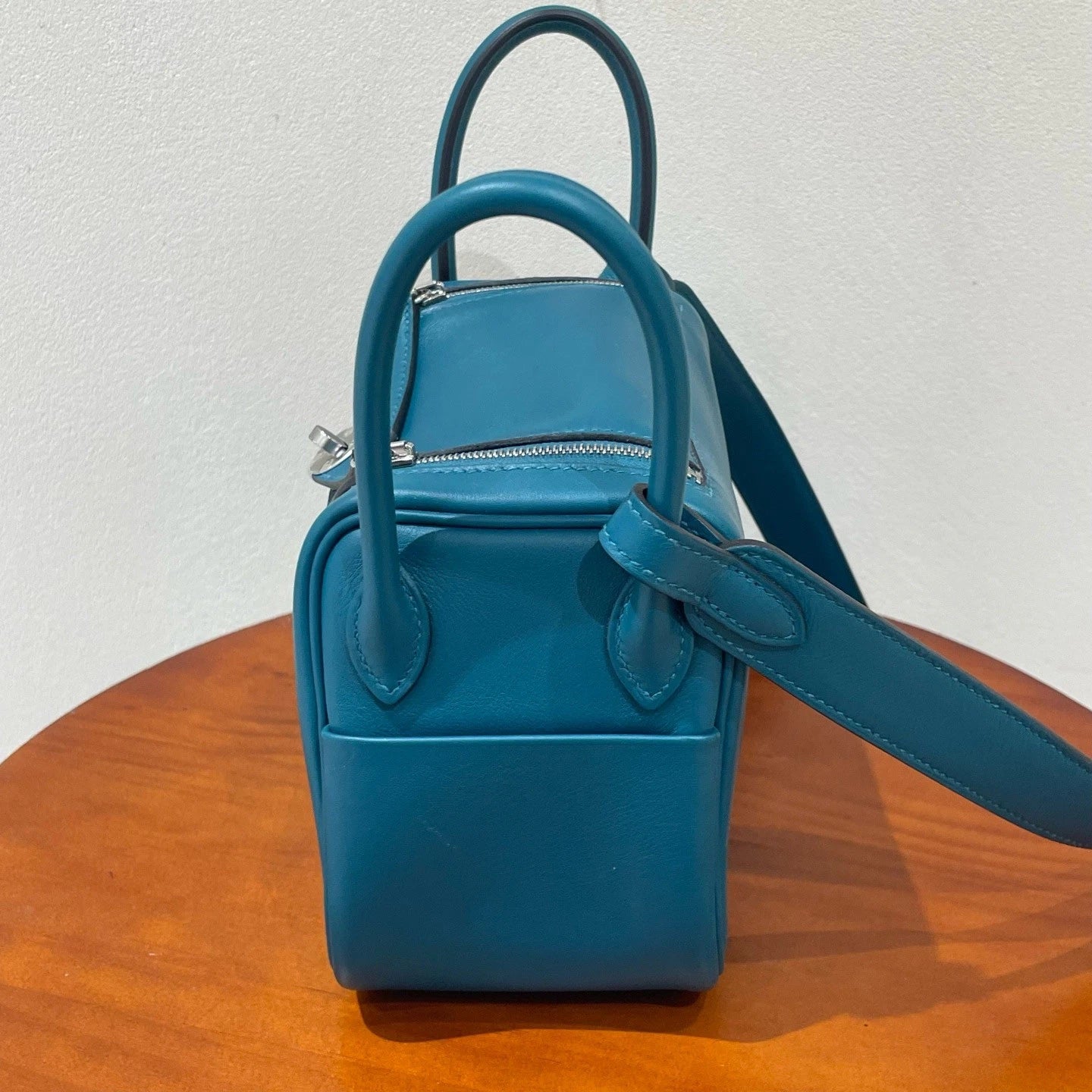 Excellent Hermes Lindy Mini Swift Leather Green Handbag Shoulder Bag SHW