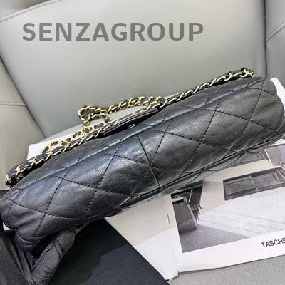Chanel Classic Flap Black Caviar Gold Chain Shoulder Bag Quilted