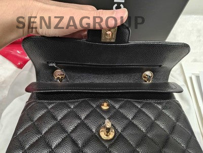 Chanel Classic Flap Black Gold Small Quilted Chain Shoulder Bag