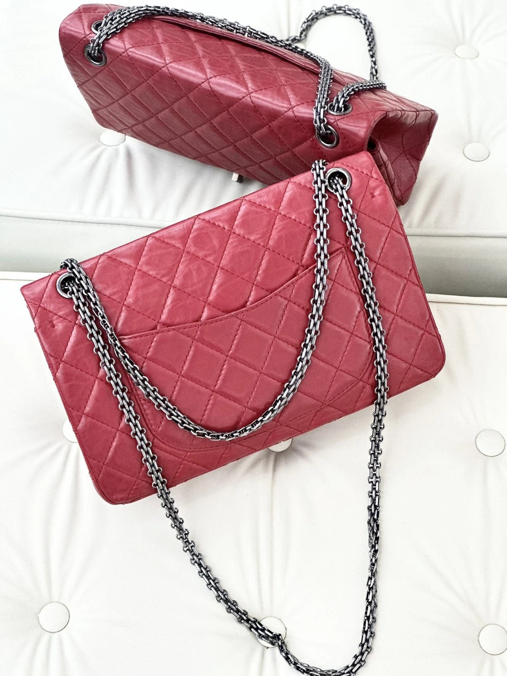 Chanel Calfskin MM Chain Shoulder Crossbody Bag Red Women Classic S