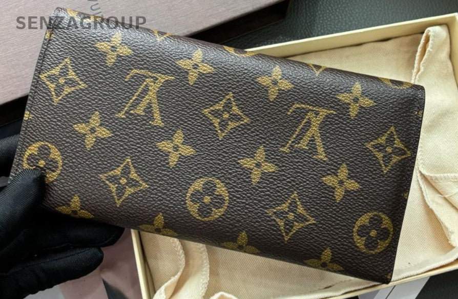 Louis Vuitton Monogram Wallet Brown Pink Women Full Set