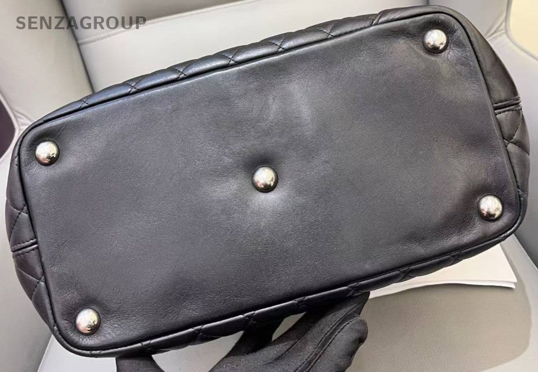 CHANEL Cambon All Black Shoulder bag tote Good Condition