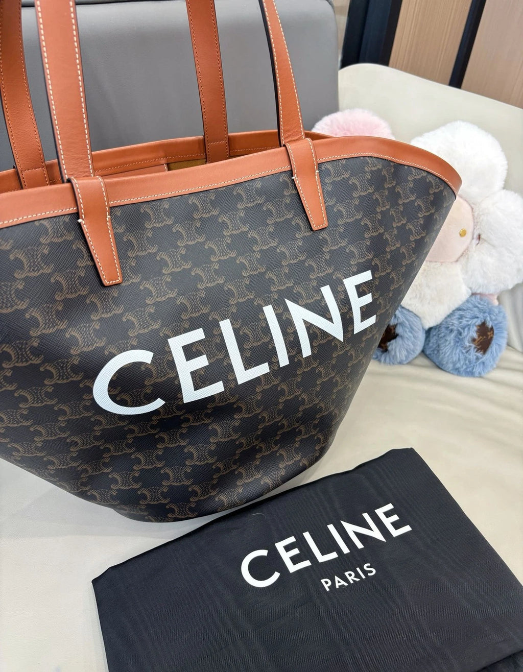 Celine Couffin Tote Shoulder Bag Black Brown Women Classic