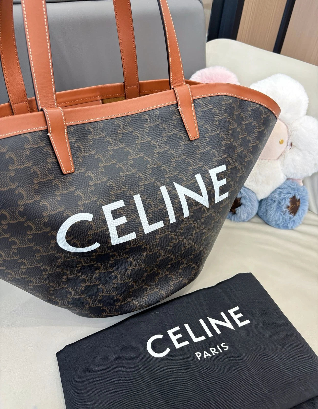 Celine Couffin Tote Shoulder Bag Black Brown Women Classic