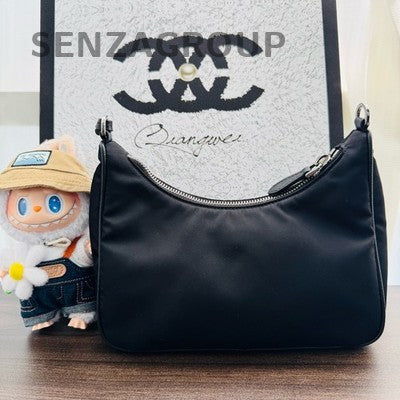 Prada Black Nylon Chain Shoulder Bag Silver Hardware Classic Women