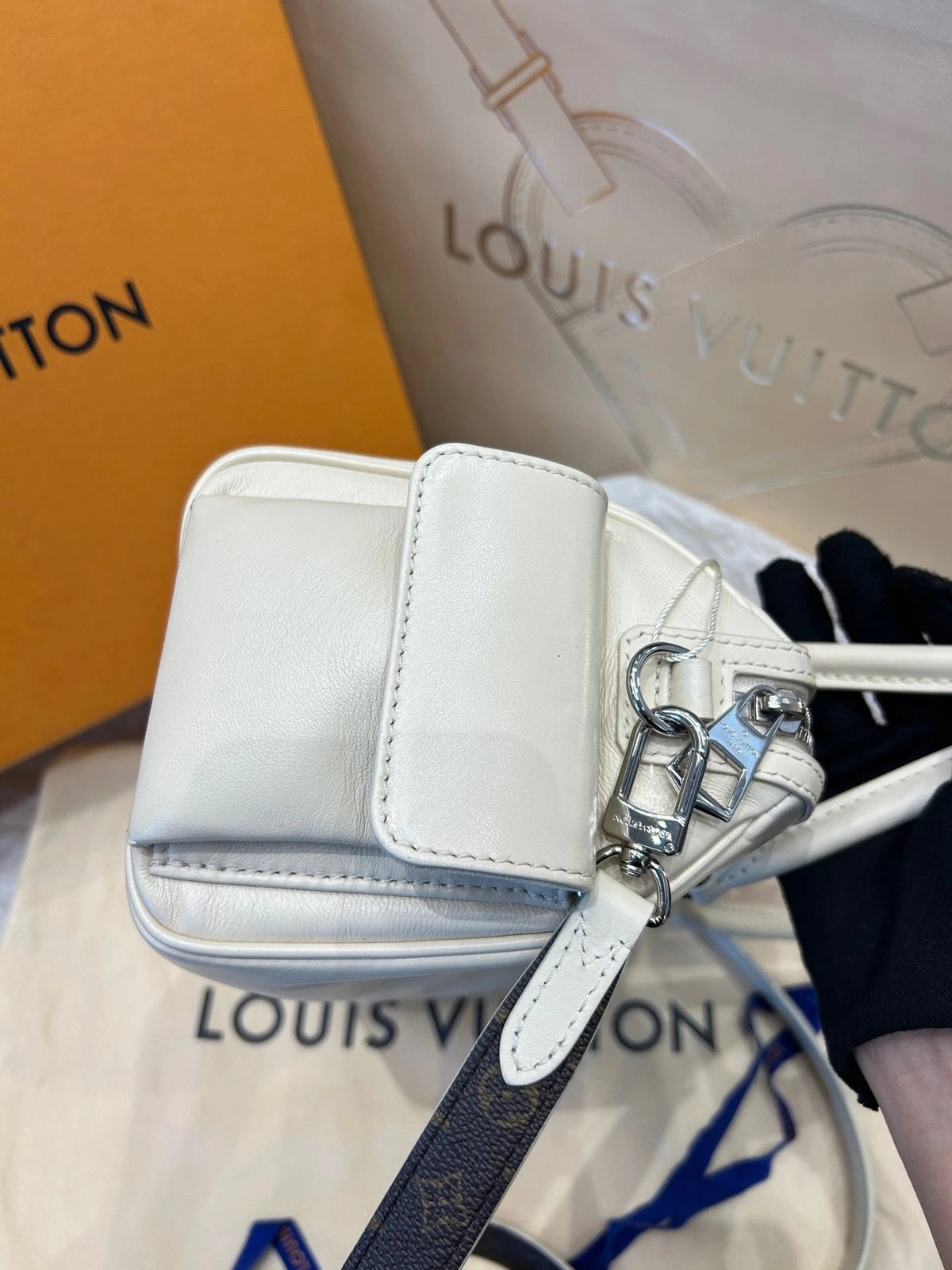 Louis Vuitton Speedy Cargo Vanilla Lambskin Shoulder Handbag For Women