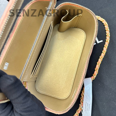 Chanel Quilted Pink Gold Ball Long Box Chain Shoulder Crossbody Bag