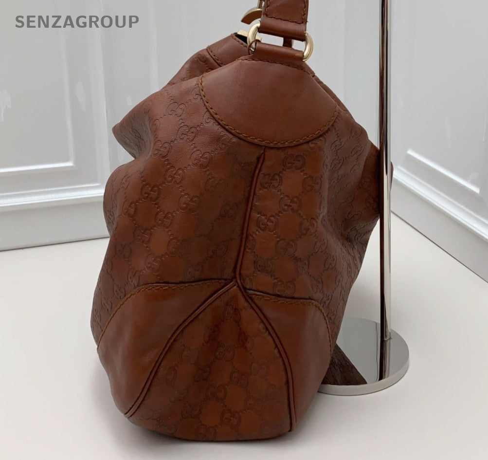 Gucci Hobo 2Way Handbag Shoulder Bag Brown Gold Used Women Classic