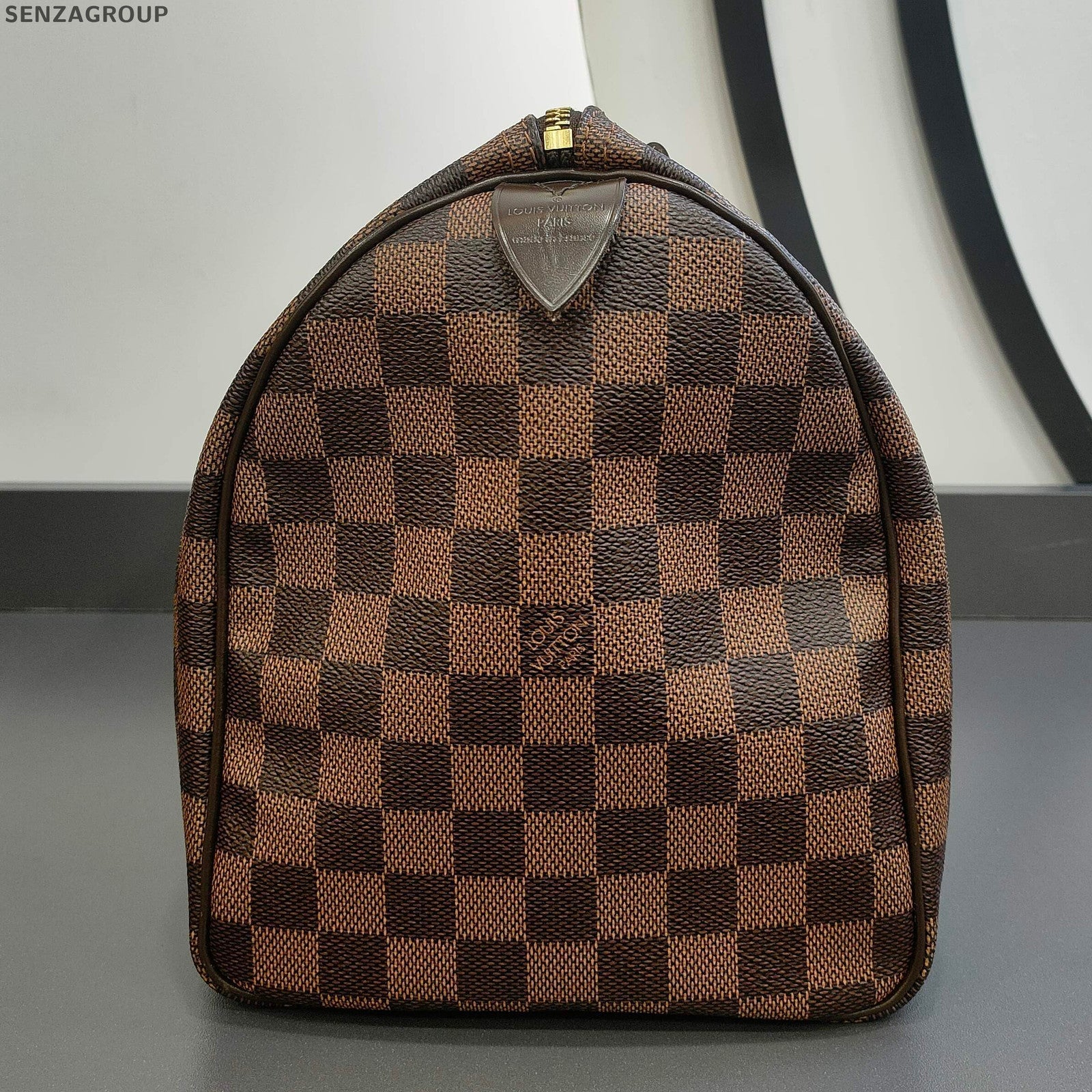 Louis Vuitton Speedy 30 Damier Ebene Shoulder Bag Brown Gold Hardware