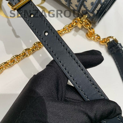 Dior Montaigne 30 Oblique Chain Shoulder Bag Blue Gold Women's Classic