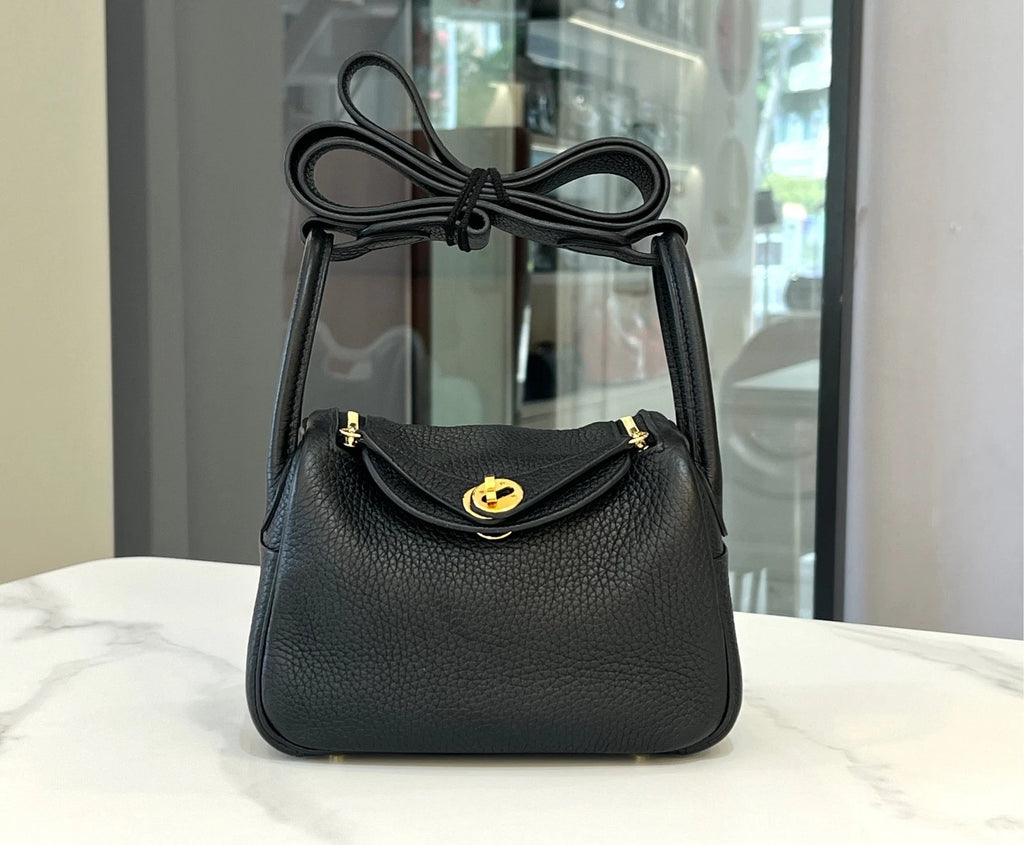 Hermes Mini Lindy Black Gold Handbag For Women