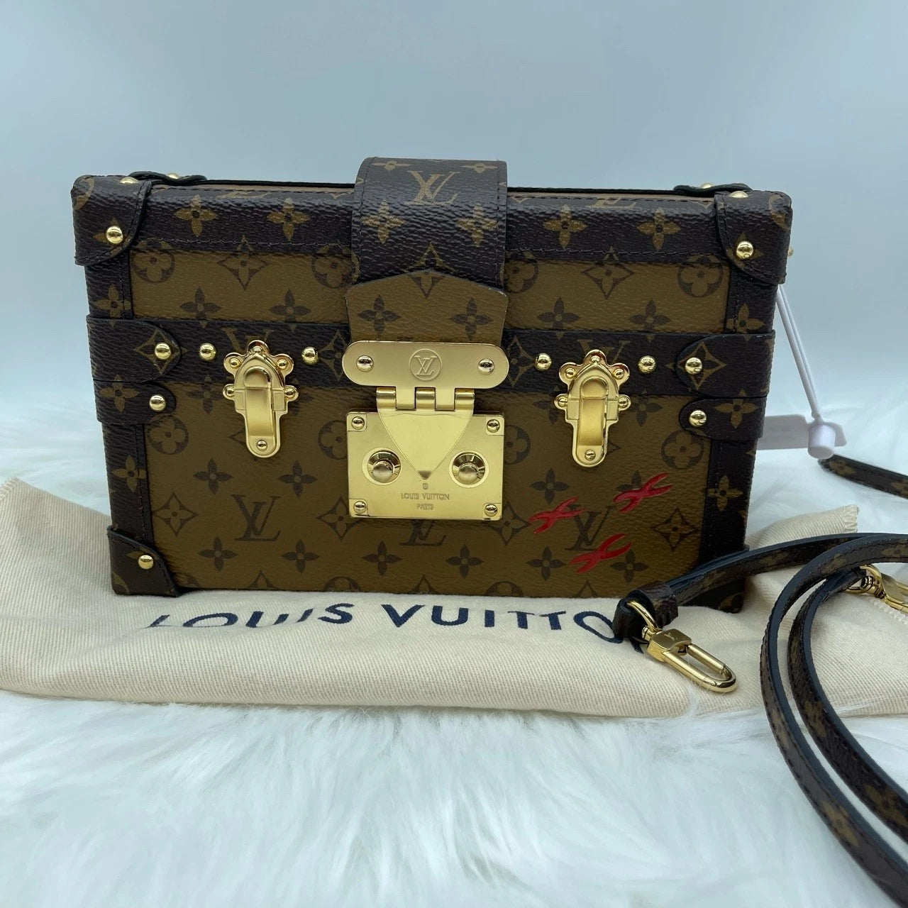 Louis Vuitton Monogram Canvas Caramel Trunk Shoulder Crossbody Bag For Women