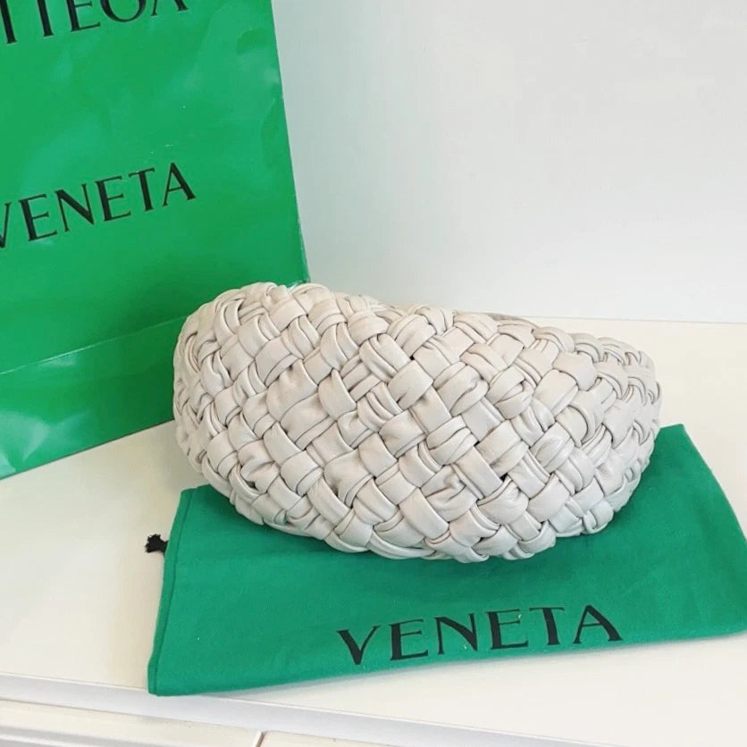 Bottega Veneta Banana Hobo Top Handle Shoulder Bag White Gold Women Classic
