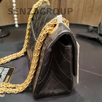 Chanel Mini Vintage Chain Shoulder Bag Black Gold Quilted Leather