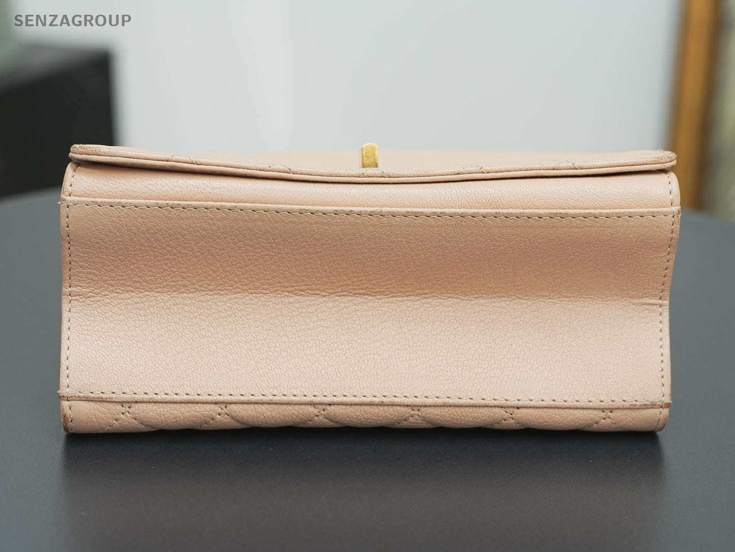 CHANEL Top Handle Diamond pattern Handbag Pink Gold Shoulder bag