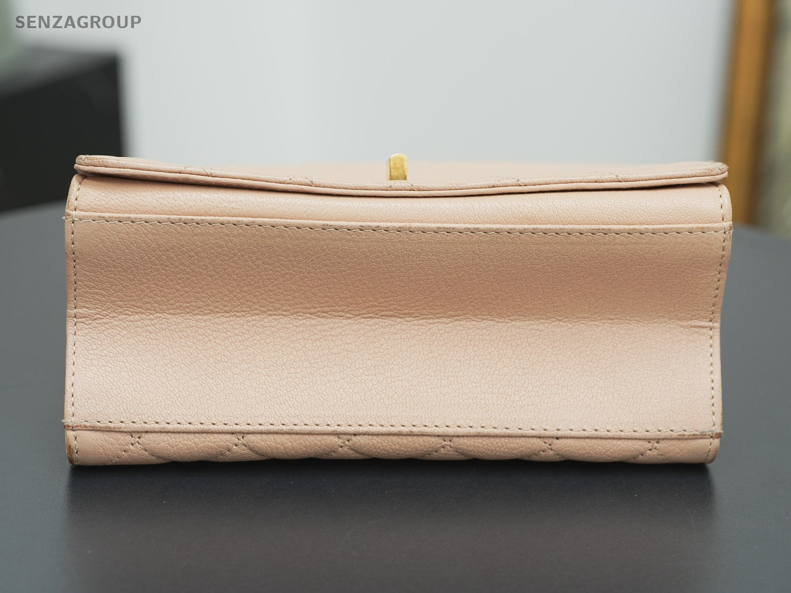 CHANEL Top Handle Diamond pattern Handbag Pink Gold Shoulder bag
