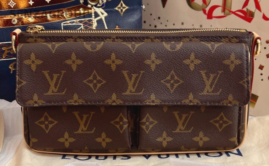 Louis Vuitton Monogram 2Way Shoulder Bag Crossbody Brown Gold Used Women Classic