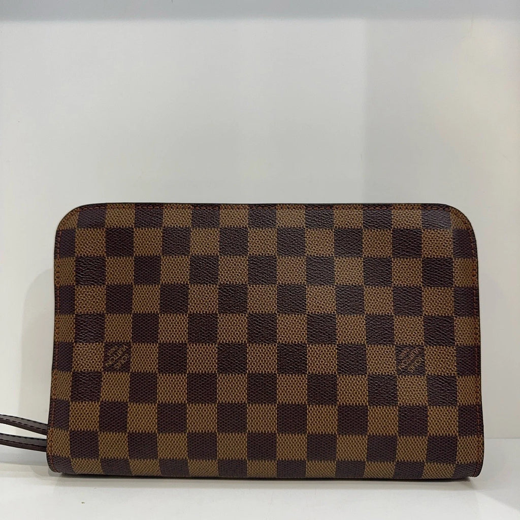 Louis Vuitton Damier Logo Patch Brown Clutch Bag For Women