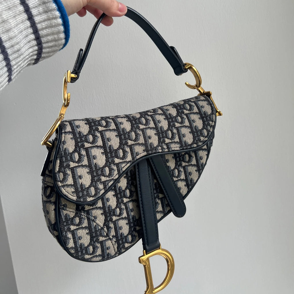 Dior Saddle Black Gold Shoulder Bag Excellent