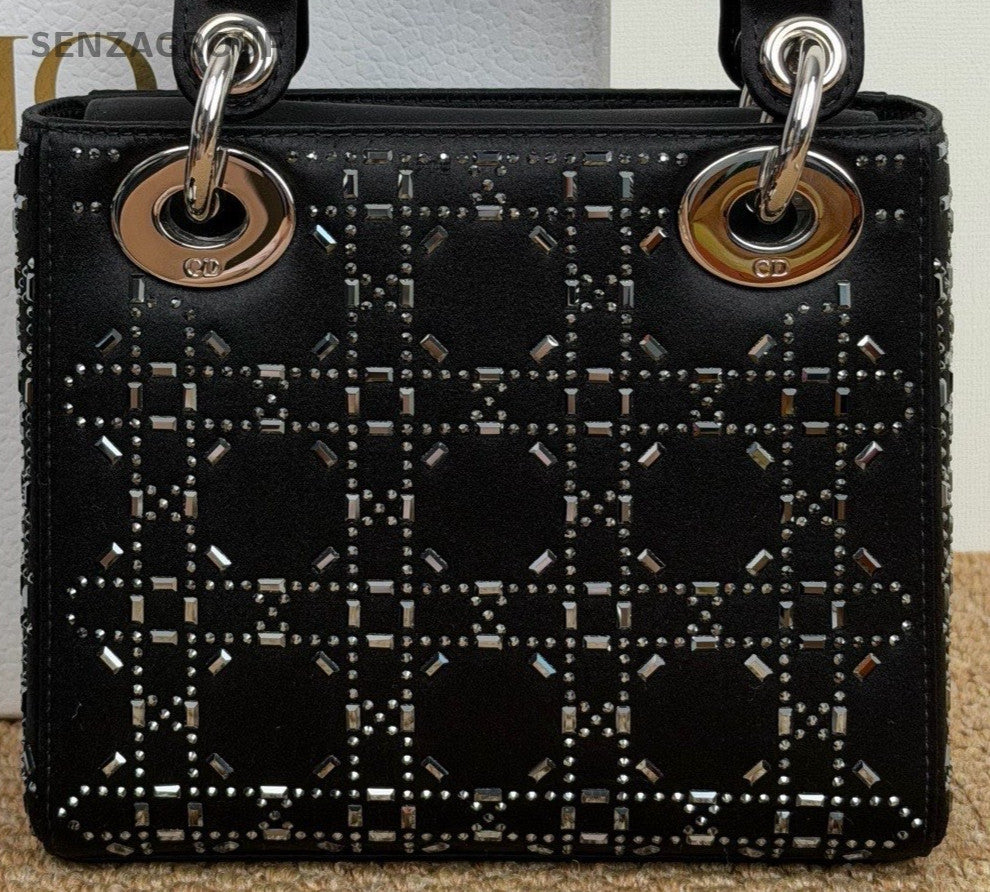 Christian Dior Lady Dior Top Handle Bag Black Used Women Classic Designer