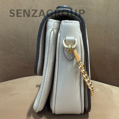 Louis Vuitton Lockme Leather Top Handle Chain Crossbody Bag White Gold