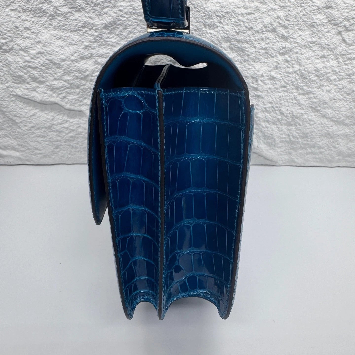 Hermes Constance24 Women Shiny Leather Blue Shoulder Bag