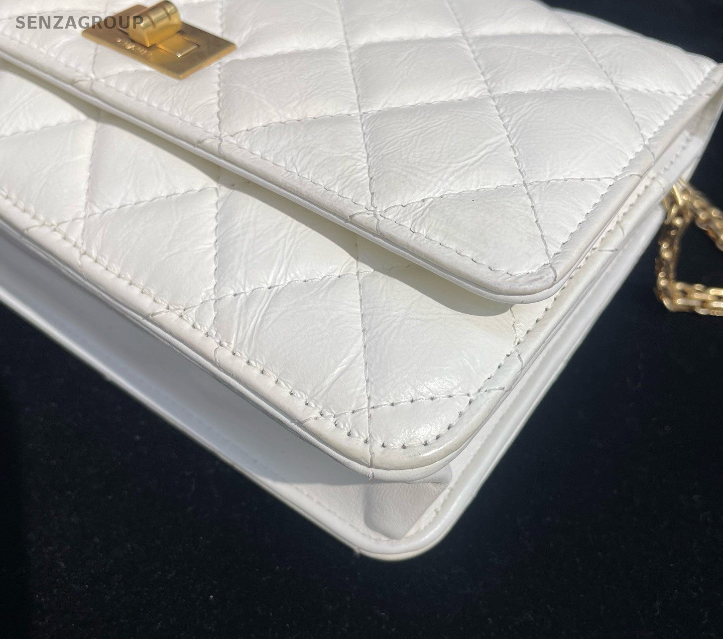 Chanel Diamond WOC Chain Shoulder Bag White Gold Used Women Classic