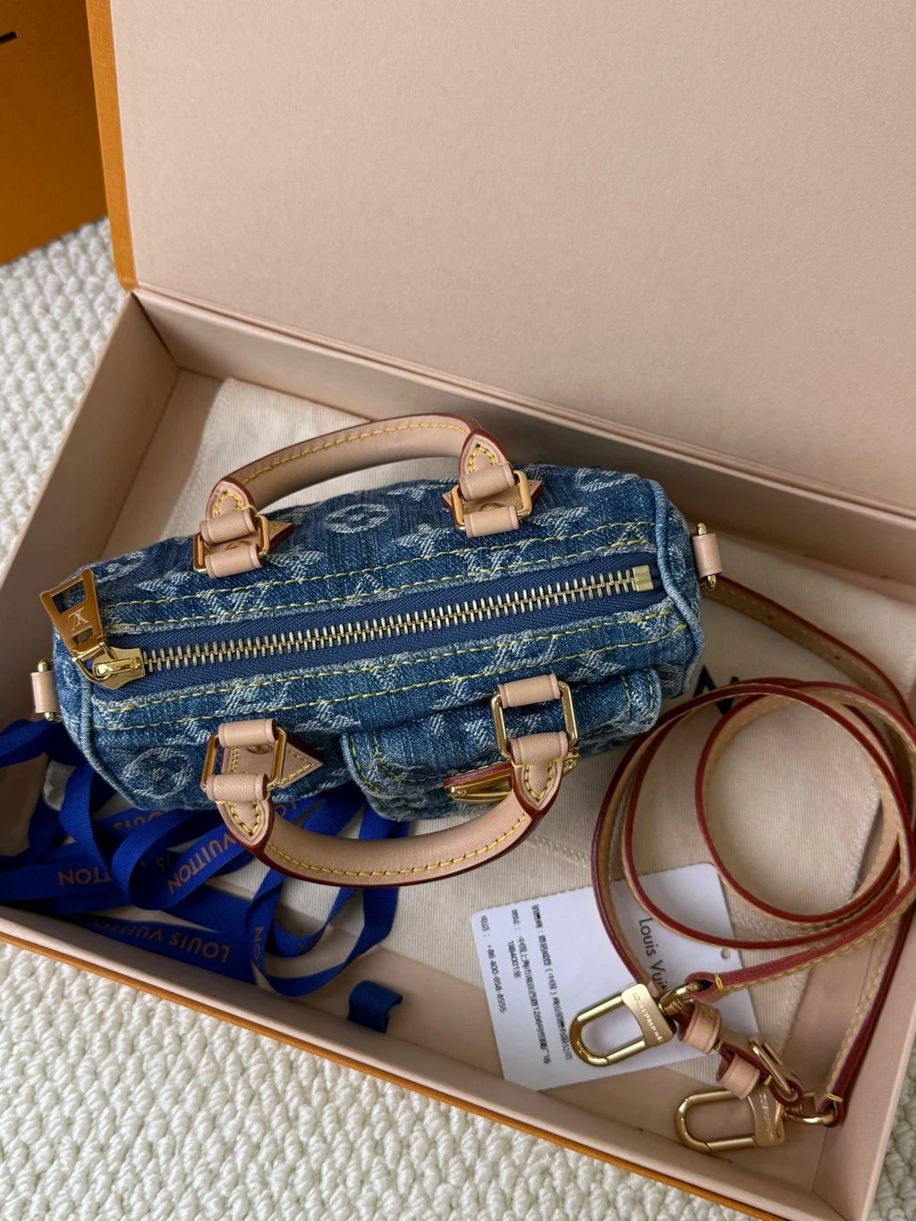 Louis Vuitton Speedy Nano Denim Top Handle Bag For Women