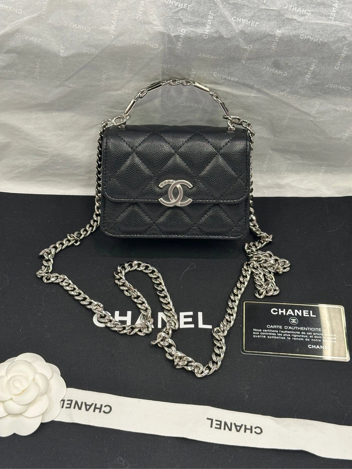 CHANEL Mini WOC Enamel Top Handle Leather Bag For Women