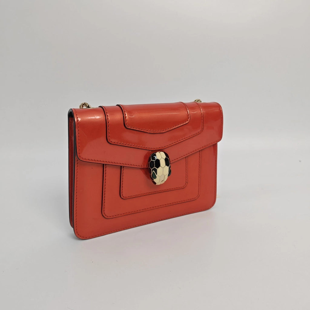 Bvlgari Serpenti Red Small Leather Shoulder Handbag Crossbody Bag For Women