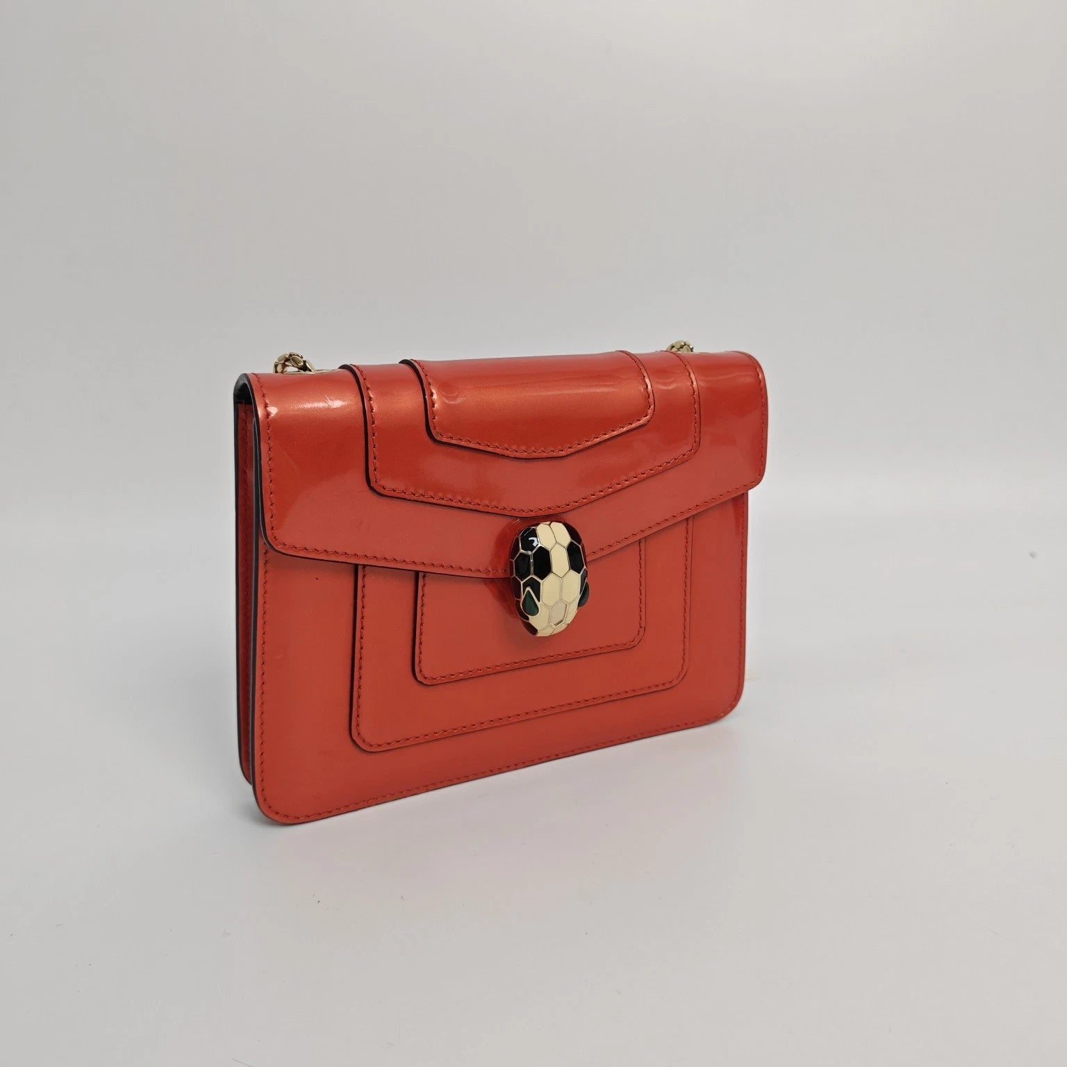 Bvlgari Serpenti Red Small Leather Shoulder Handbag Crossbody Bag For Women