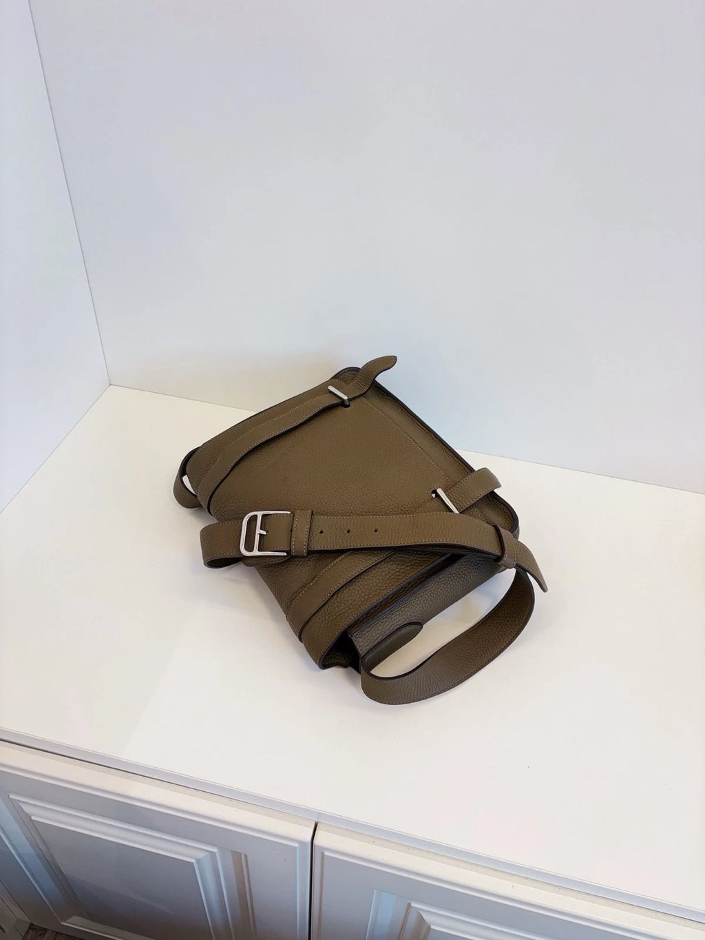 Hermès Steve 27 Small Crossbody Messenger Bag Grey Green