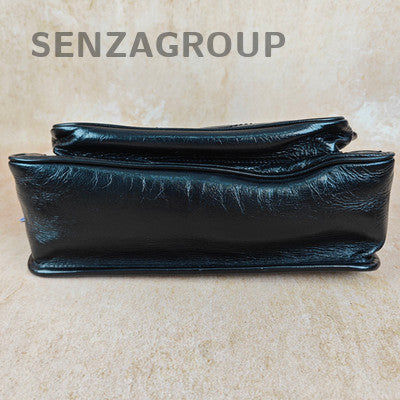 Saint Laurent YSL Niki Medium So Black Crushed Leather Chain Crossbody Bag