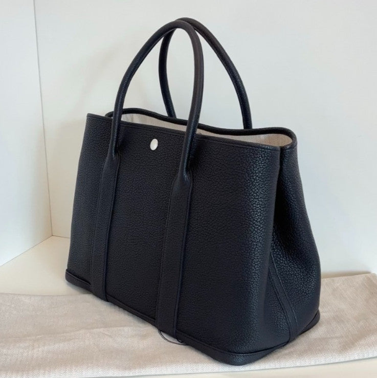 Hermes Garden Party36 Top Handle Bag Black Silver Unisex Adults Classic Fashion