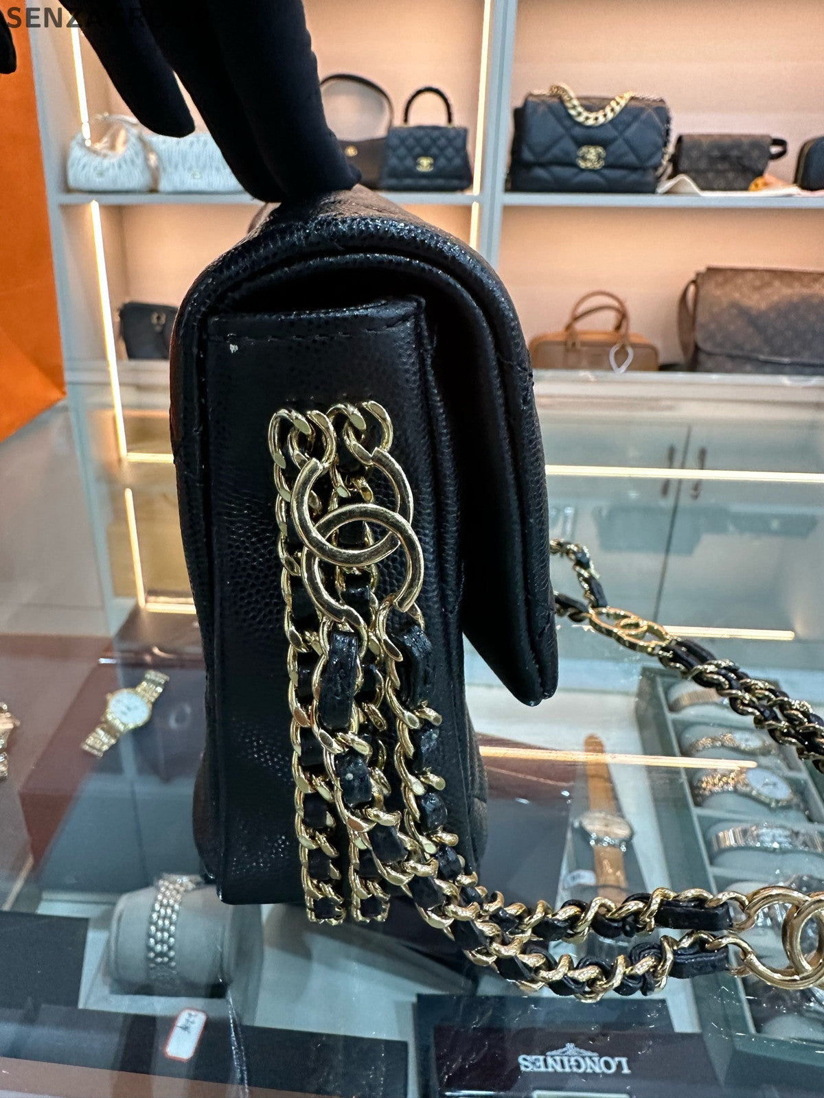 Chanel Quilted Black Square Mini Flap Bag with Gold Hardware