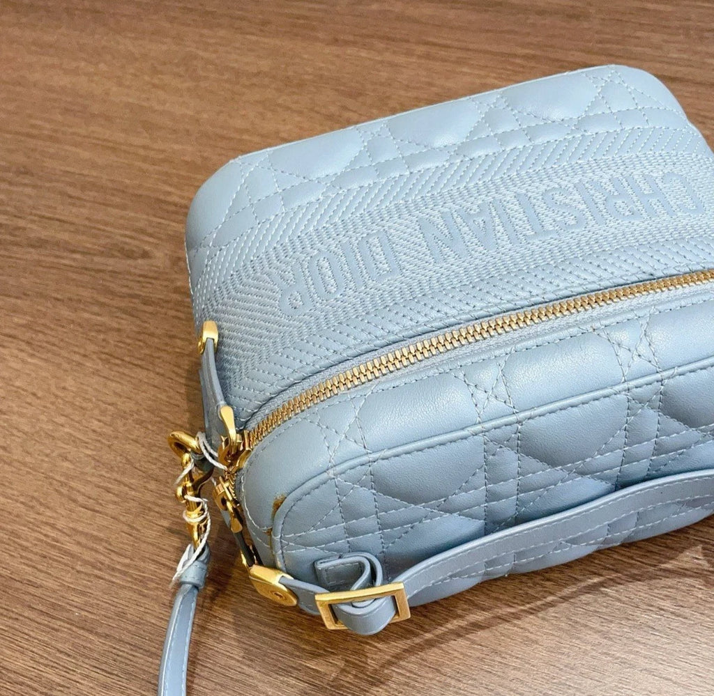 Christian Dior Vanity Case Blue Crossbody Bag Shoulder Bag Top Handle Bag Women