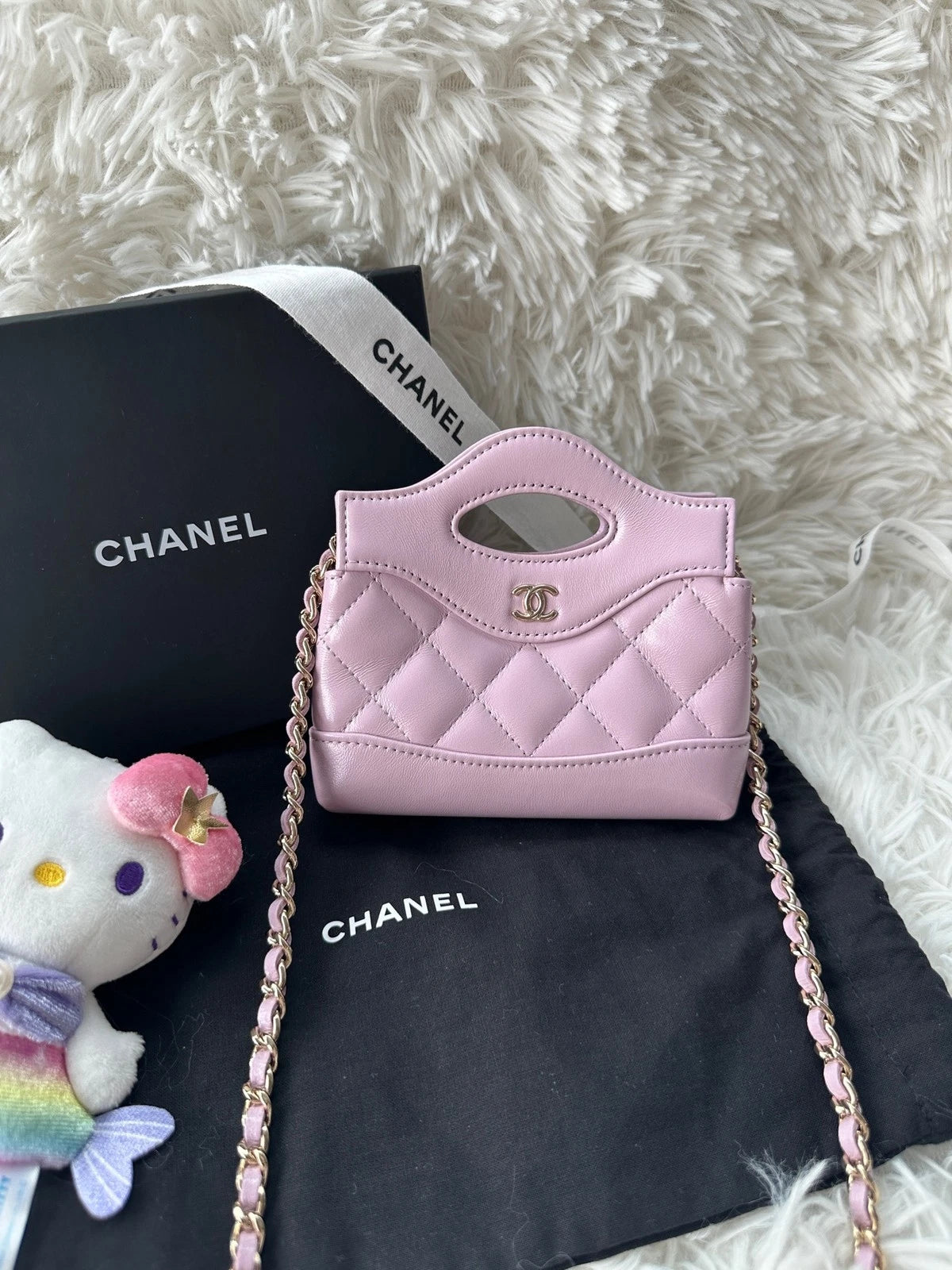 CHANEL 31 Bag Super Mini Pink Purple Gold Hardware Crossbody Handbag Women