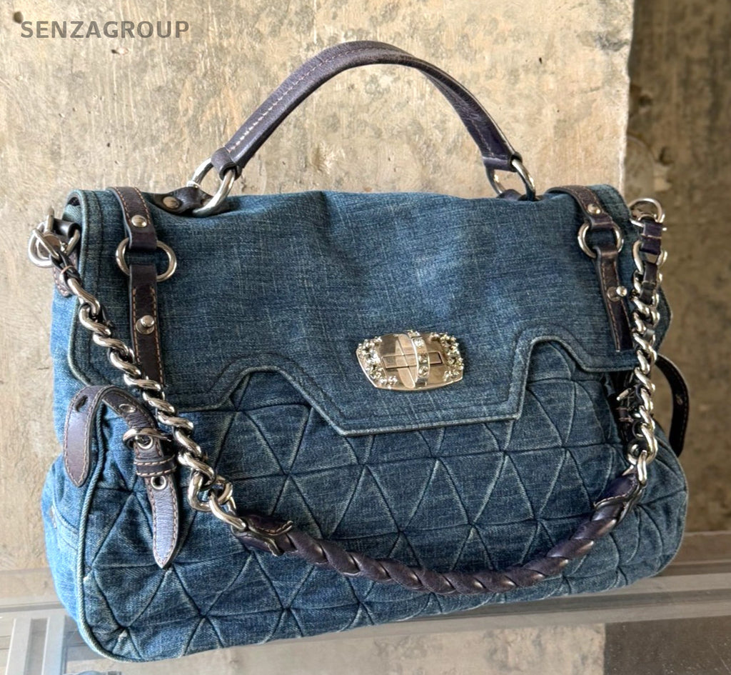 Miu Miu Denim Handbag Shoulder Bag Women Blue