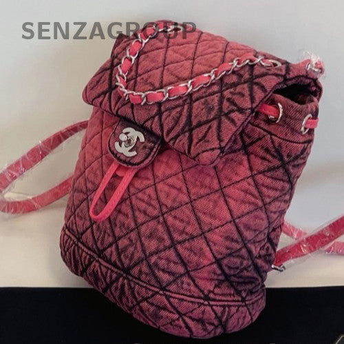 Chanel Diamond Pattern Mini Backpack Pink Silver Women Designer