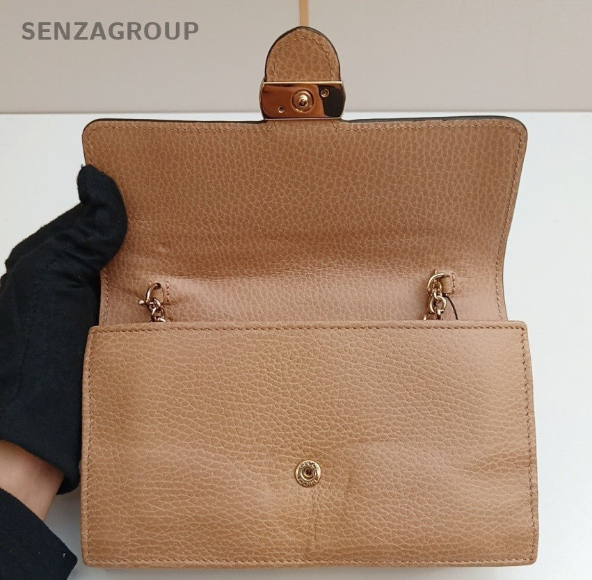 Gucci WOC Chain Shoulder Bag Crossbody Beige Gold Women Classic Fashion