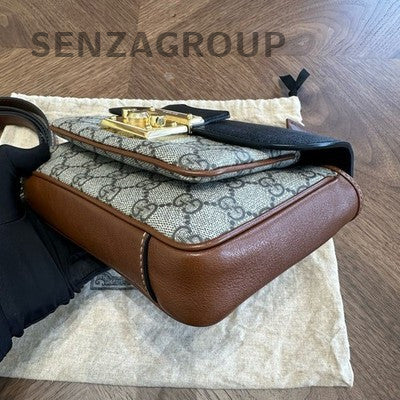 Gucci Padlock GG Monogram Shoulder Crossbody Bag Beige Gold Women