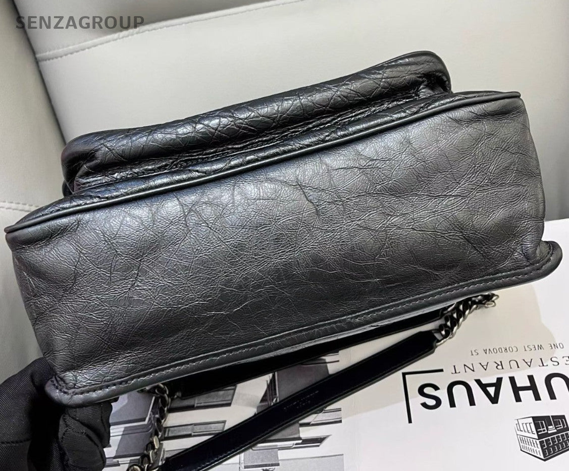 Saint Laurent Niki MM Chain Shoulder Bag Crossbody Black Silver Women Classic