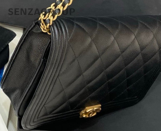Chanel Leboy WOC Chain Shoulder Bag Crossbody Black Gold Women Diamond Classic